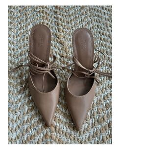 ASOS Design tan ankle tie stilettos - Size 7 (W)